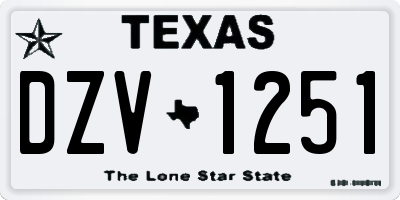 TX license plate DZV1251