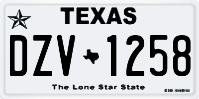TX license plate DZV1258