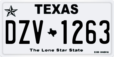 TX license plate DZV1263
