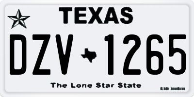 TX license plate DZV1265