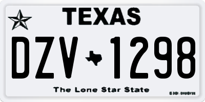 TX license plate DZV1298