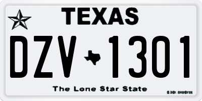 TX license plate DZV1301