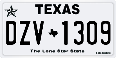 TX license plate DZV1309