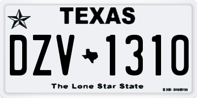 TX license plate DZV1310