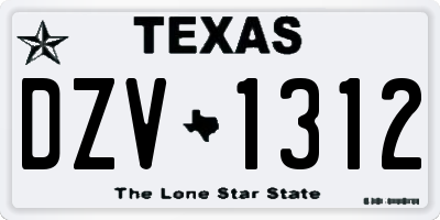 TX license plate DZV1312