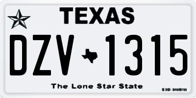 TX license plate DZV1315