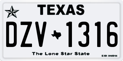TX license plate DZV1316