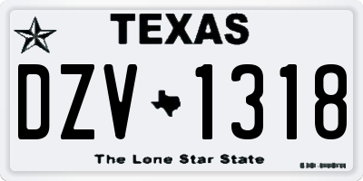 TX license plate DZV1318
