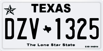 TX license plate DZV1325