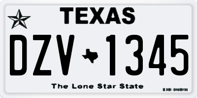 TX license plate DZV1345