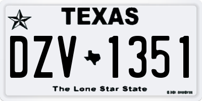 TX license plate DZV1351