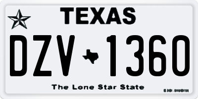TX license plate DZV1360