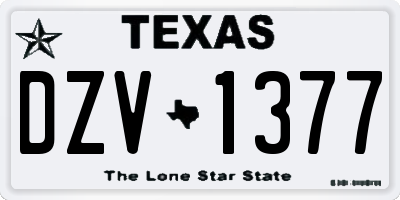 TX license plate DZV1377