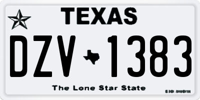 TX license plate DZV1383
