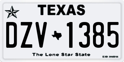 TX license plate DZV1385