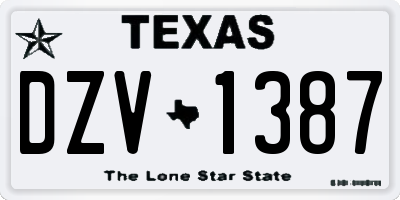 TX license plate DZV1387