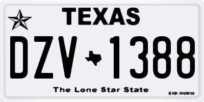 TX license plate DZV1388