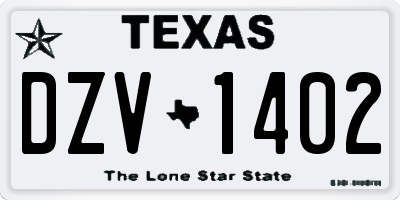 TX license plate DZV1402