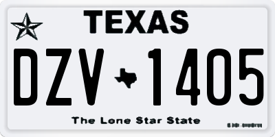 TX license plate DZV1405