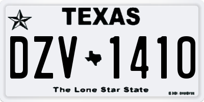 TX license plate DZV1410
