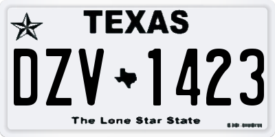 TX license plate DZV1423