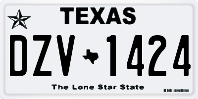 TX license plate DZV1424