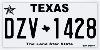 TX license plate DZV1428