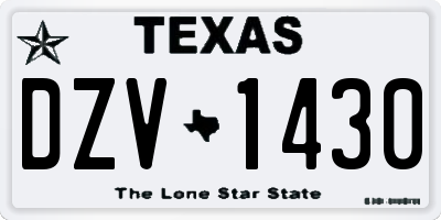 TX license plate DZV1430