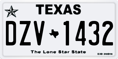 TX license plate DZV1432