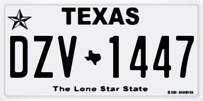 TX license plate DZV1447