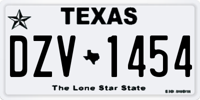TX license plate DZV1454
