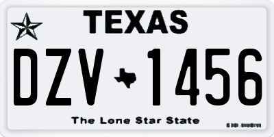 TX license plate DZV1456
