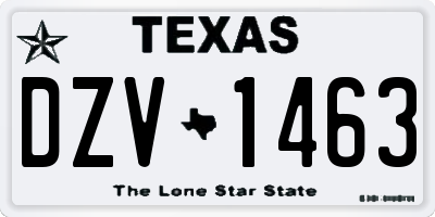 TX license plate DZV1463