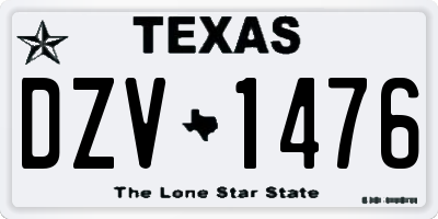 TX license plate DZV1476