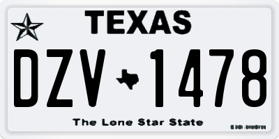 TX license plate DZV1478