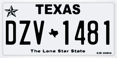 TX license plate DZV1481