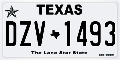 TX license plate DZV1493
