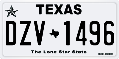 TX license plate DZV1496