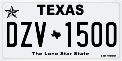 TX license plate DZV1500