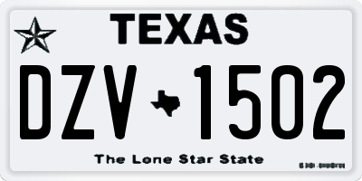 TX license plate DZV1502