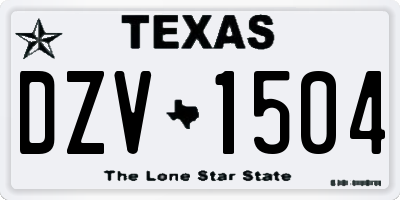 TX license plate DZV1504