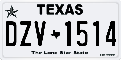 TX license plate DZV1514