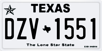 TX license plate DZV1551