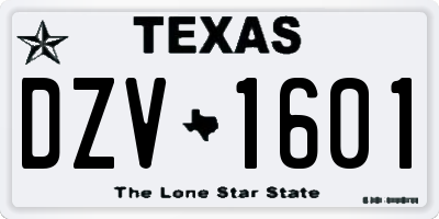 TX license plate DZV1601
