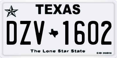 TX license plate DZV1602