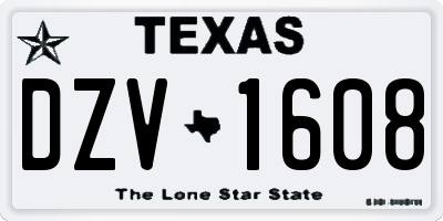 TX license plate DZV1608