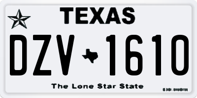 TX license plate DZV1610