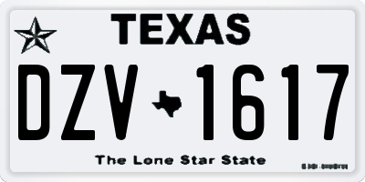 TX license plate DZV1617