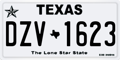 TX license plate DZV1623