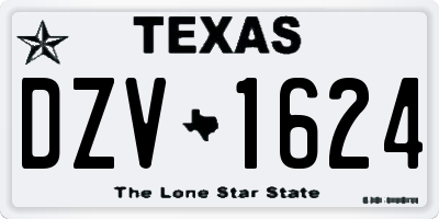 TX license plate DZV1624